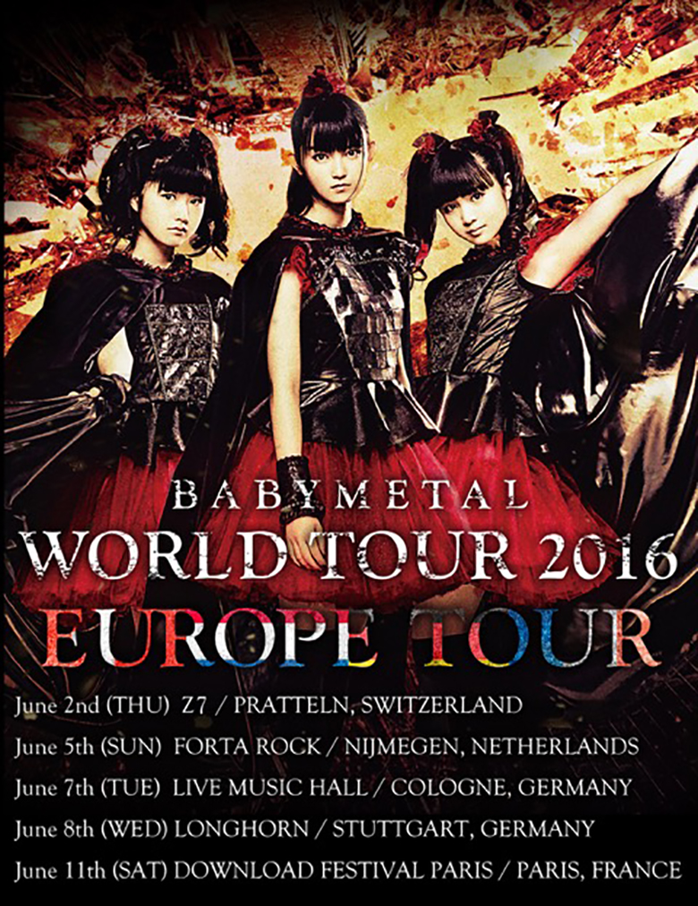 BABYMETAL、ヨーロッパツアー発表！日本人初のウェンブリーアリーナワンマンも music160301_babymetal_1
