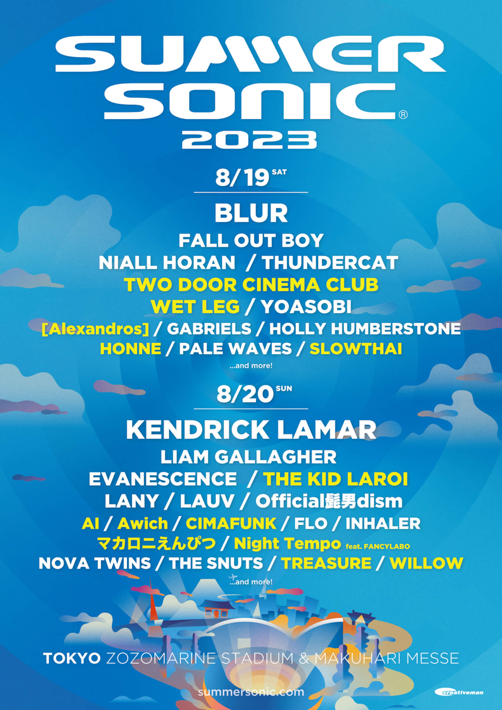 SUMMER SONIC 2023＞第2弾アーティスト＆日程別ラインナップ発表